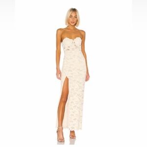 Lovers + Friends Nude Strapless Gown